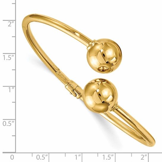 Leslie's 14K Polished Bypass Beads Hinged Cuff Bangle - Image 3