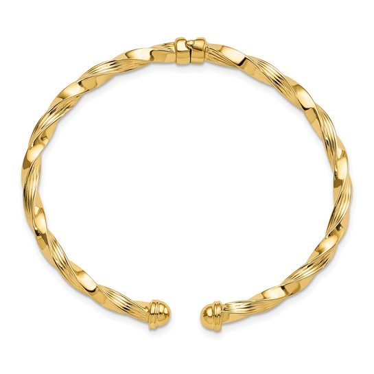 Leslie's 14K Polished Textured Hinge Cuff Bangle - Image 4
