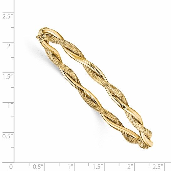 Leslie's 14K Polished and Textured Twist Bangle - Image 3