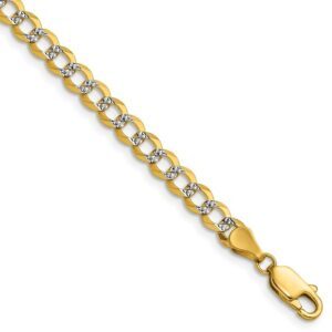 14k 4.7mm Lightweight Pavé Flat Cuban Chain