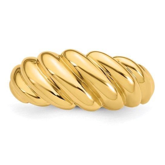 14K Polished Twisted Domed Ring - Image 4