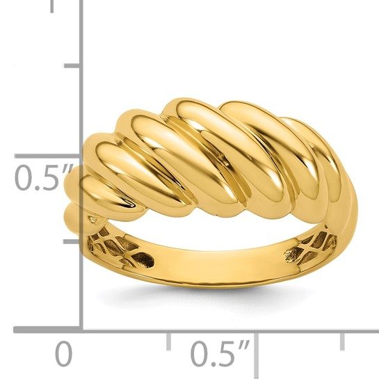 14K Polished Twisted Domed Ring - Image 3