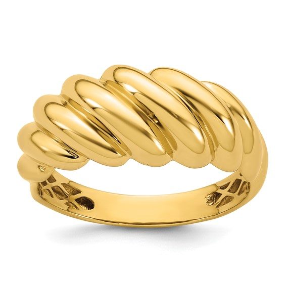 14K Polished Twisted Domed Ring