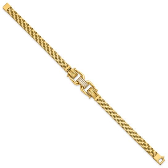 14k Polished Fancy Link with CZ 7.5in Bracelet - Image 6