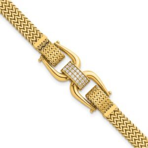14k Polished Fancy Link with CZ 7.5in Bracelet
