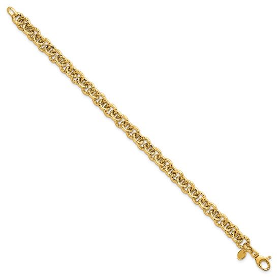 14k Polished and Textured Fancy Link 7.5in Bracelet - Image 3