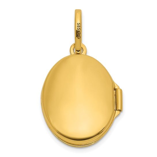 14k Polished with Border 17mm Oval Locket - Image 5