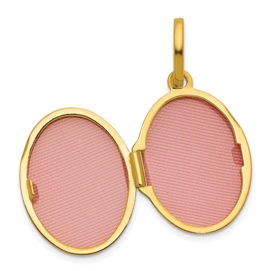 14k Polished with Border 17mm Oval Locket - Image 4