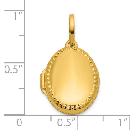 14k Polished with Border 17mm Oval Locket - Image 3