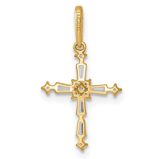 14k Polished Fancy CZ Cross Pendant - Image 3