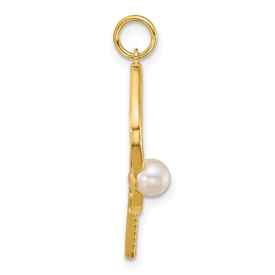 14k Polished Freshwater Cultured Pearl Pickleball Pendant - Image 5