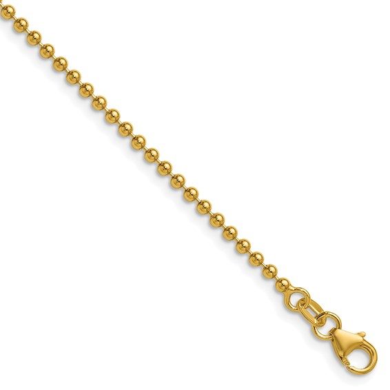 Herco 14K Polished 2.0mm Solid Beaded 24 Inch Chain
