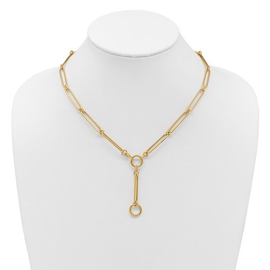 Herco 14K Polished Fancy Elongated Link Lariat 18 Inch Necklace - Image 4