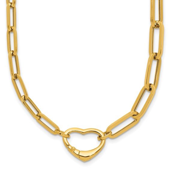 Herco 14K Polished Paperclip Link Heart 18.5 Inch necklace