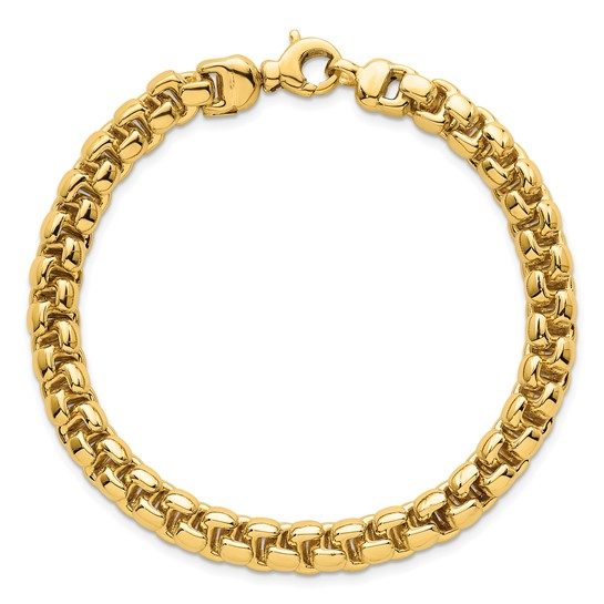 14k Polished Fancy Square Link 7.5mm Bracelet - Image 4