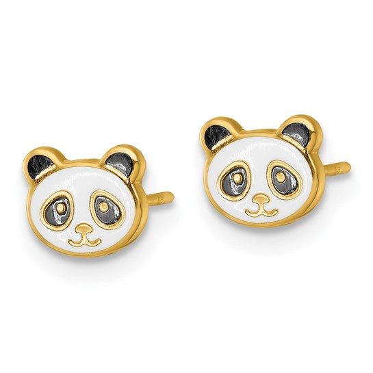 14k Madi K Polished Black and White Enameled Panda Post Earrings - Image 4