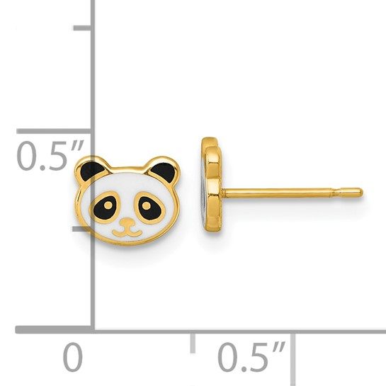 14k Madi K Polished Black and White Enameled Panda Post Earrings - Image 3