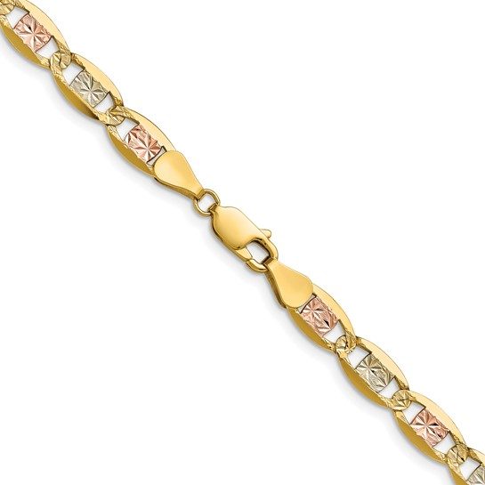 14k 6.1mm Tri-color Gold Pavé Valentino Chain - Image 4