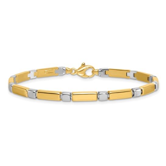 14k Two Tone Polished Fancy Link 4mm Bracelet - Image 2