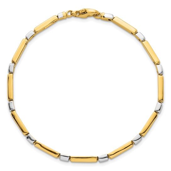 14k Two Tone Polished Fancy Link 4mm Bracelet - Image 4