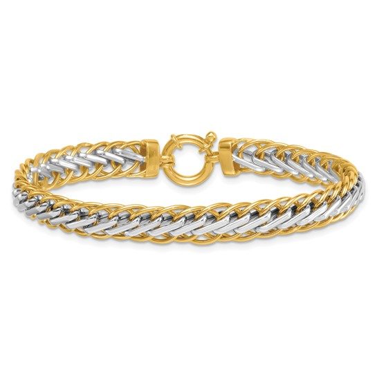 14k Two-tone Polished Fancy Link Bracelet - Image 6