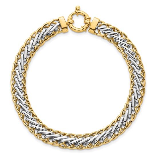 14k Two-tone Polished Fancy Link Bracelet - Image 5