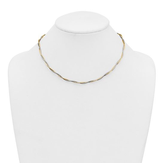 14k Two-tone Polished Twisted Omega 17in Necklace - Image 5