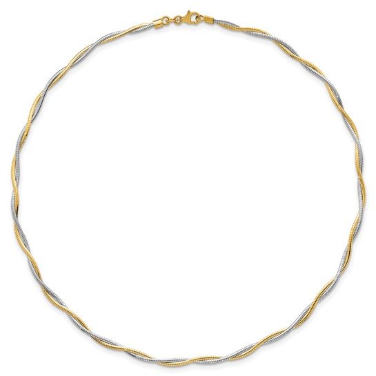 14k Two-tone Polished Twisted Omega 17in Necklace - Image 4