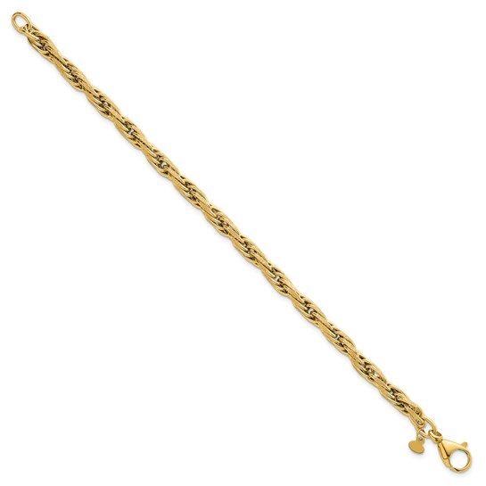 14k Polished And Textured Flat Rope Chain 7.5in Bracelet - Image 3