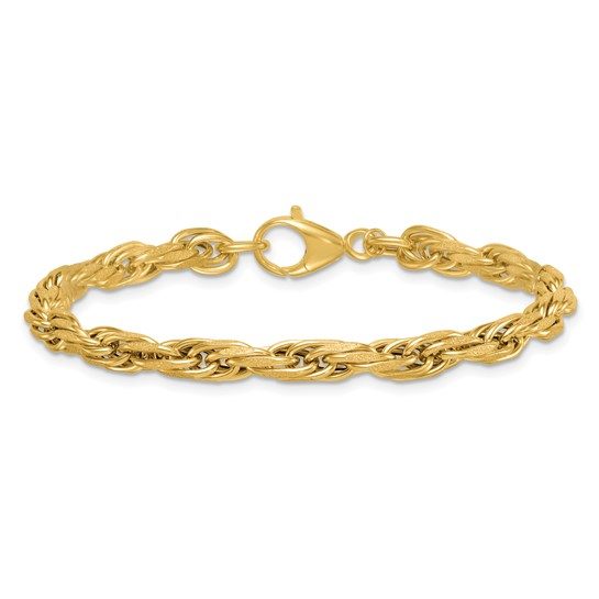 14k Polished And Textured Flat Rope Chain 7.5in Bracelet - Image 6