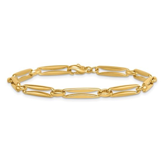 14k Polished Fancy Long Link 5mm Bracelet - Image 5