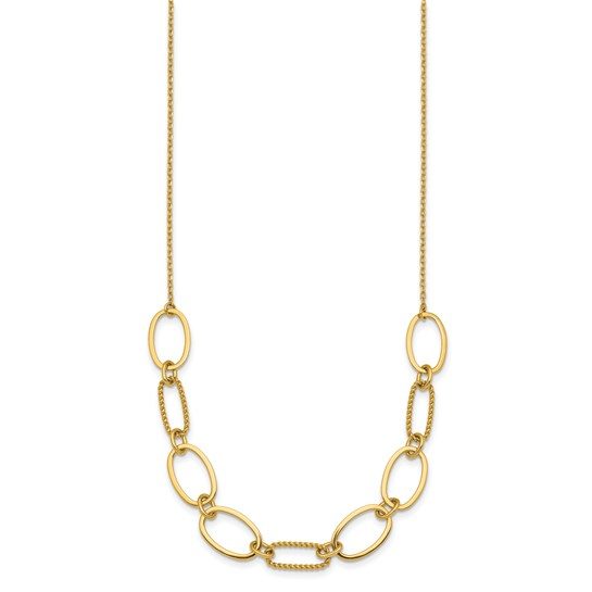 14k Polished And Twisted Oval Link 9.5mm with 2in Ext Necklace - Image 5
