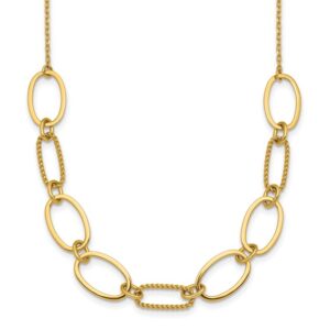 14k Polished And Twisted Oval Link 9.5mm with 2in Ext Necklace