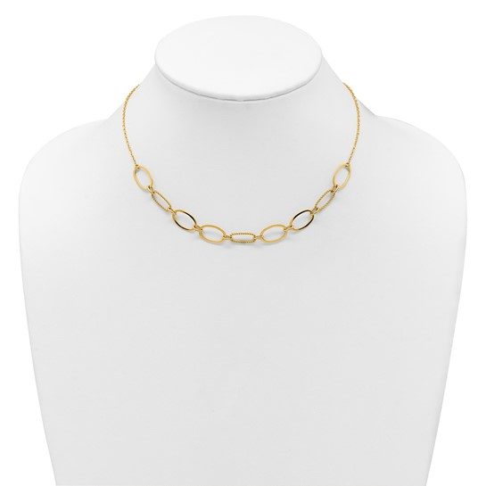 14k Polished And Twisted Oval Link 9.5mm with 2in Ext Necklace - Image 4