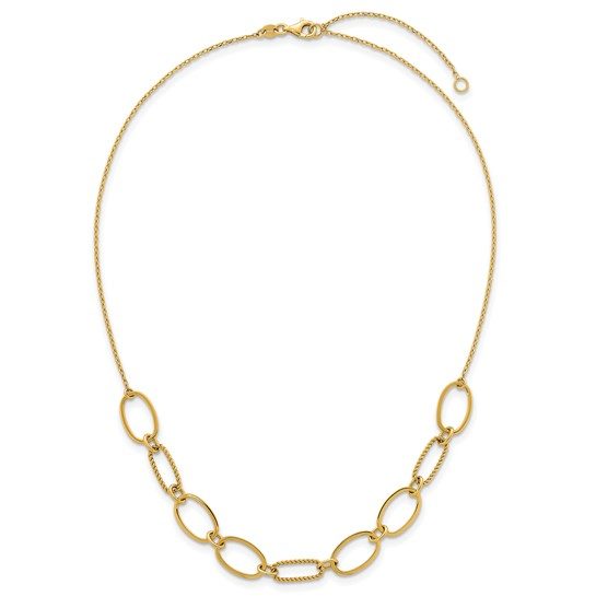 14k Polished And Twisted Oval Link 9.5mm with 2in Ext Necklace - Image 3