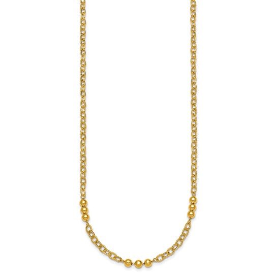 14K Polished 18in Fancy Beaded Cable Link Necklace - Image 6