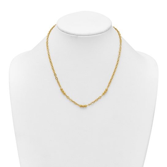 14K Polished 18in Fancy Beaded Cable Link Necklace - Image 5