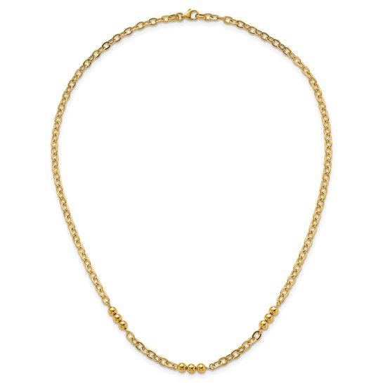 14K Polished 18in Fancy Beaded Cable Link Necklace - Image 4