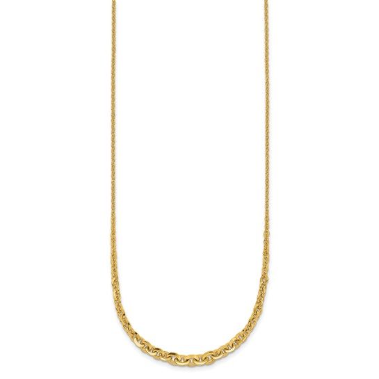 14k Polished Fancy Graduated 18 inch Link Necklace - Image 6