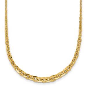 14k Polished Fancy Graduated 18 inch Link Necklace