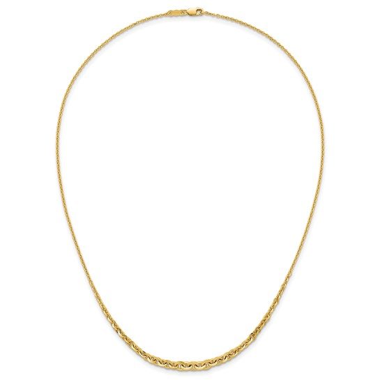 14k Polished Fancy Graduated 18 inch Link Necklace - Image 4