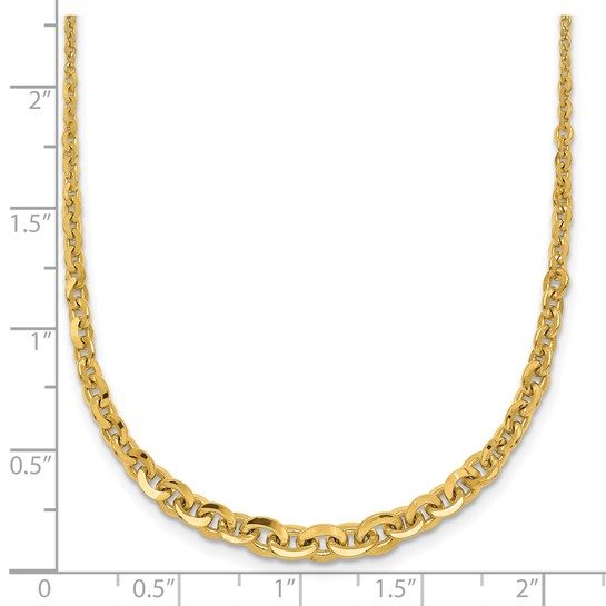 14k Polished Fancy Graduated 18 inch Link Necklace - Image 3