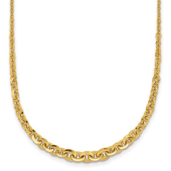 14k Polished Fancy Graduated 18 inch Link Necklace