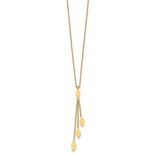 14k Polished Oval Dangle with 2in Ext Necklace - Image 6