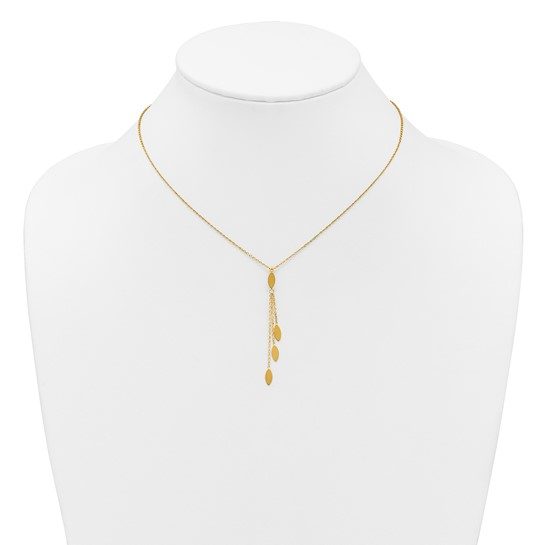 14k Polished Oval Dangle with 2in Ext Necklace - Image 5