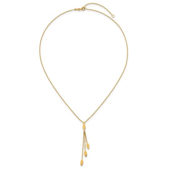 14k Polished Oval Dangle with 2in Ext Necklace - Image 4