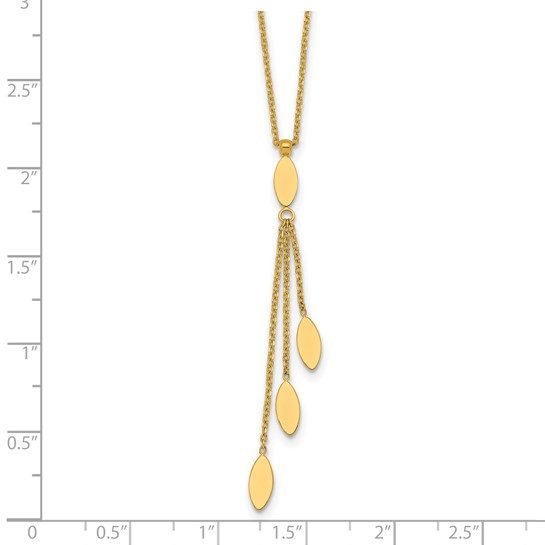 14k Polished Oval Dangle with 2in Ext Necklace - Image 3