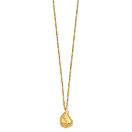 14k Polished And Brushed Curved Teardrop with 2in Ext Necklace - Image 6