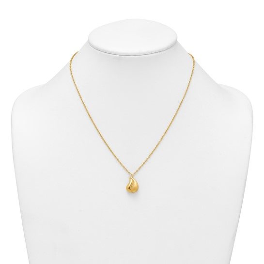 14k Polished And Brushed Curved Teardrop with 2in Ext Necklace - Image 5
