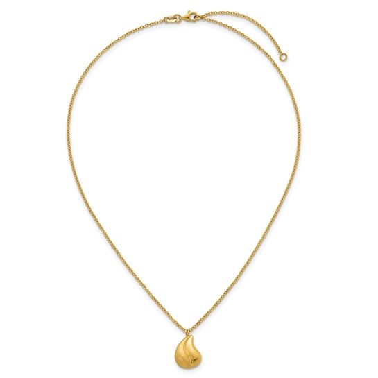14k Polished And Brushed Curved Teardrop with 2in Ext Necklace - Image 4